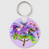 Paars jacaranda waterverf mooie kunst sleutelhanger (Voorkant)