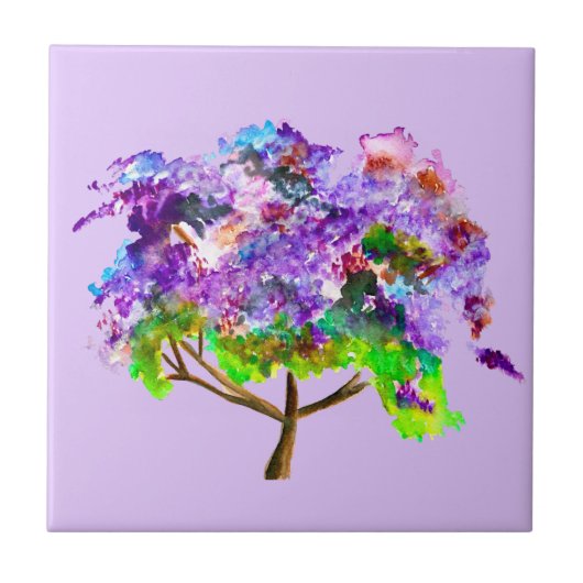 Paars jacaranda waterverf mooie kunst tegeltje (Voorkant)