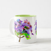 Paars jacaranda waterverf mooie kunst tweekleurige koffiemok (Voorkant links)