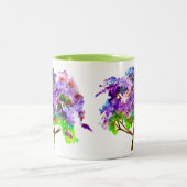 Paars jacaranda waterverf mooie kunst tweekleurige koffiemok (Center)
