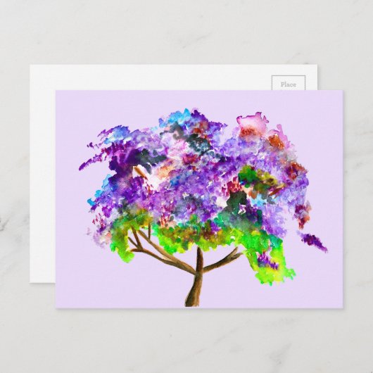 Paars Jacaranda waterverf prima kunst Briefkaart (Voorkant / Achterkant)