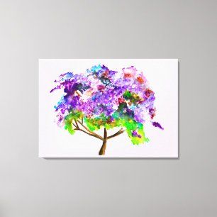 Paars Jacaranda waterverf prima kunst Canvas Afdruk