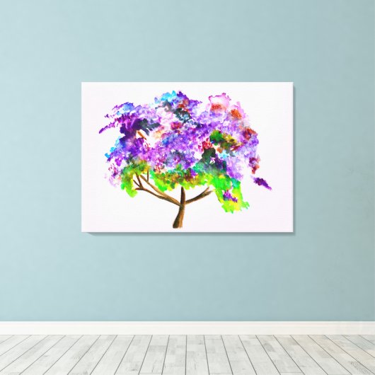 Paars Jacaranda waterverf prima kunst Canvas Afdruk (Insitu (Houten vloer))
