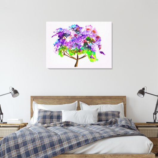 Paars Jacaranda waterverf prima kunst Canvas Afdruk (Insitu (Slaapkamer))