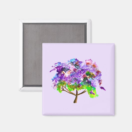 Paars Jacaranda waterverf prima kunst Magneet (Voorkant / Achterkant)