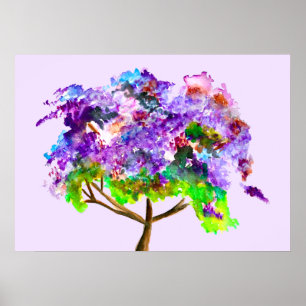 Paars Jacaranda waterverf prima kunst Poster