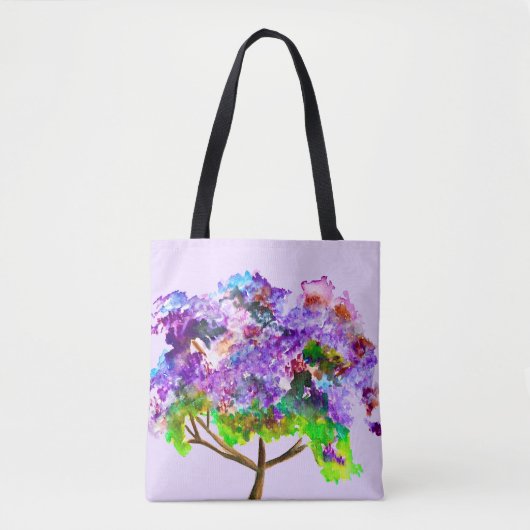 Paars Jacaranda waterverf prima kunst Tote Bag (Voorkant)