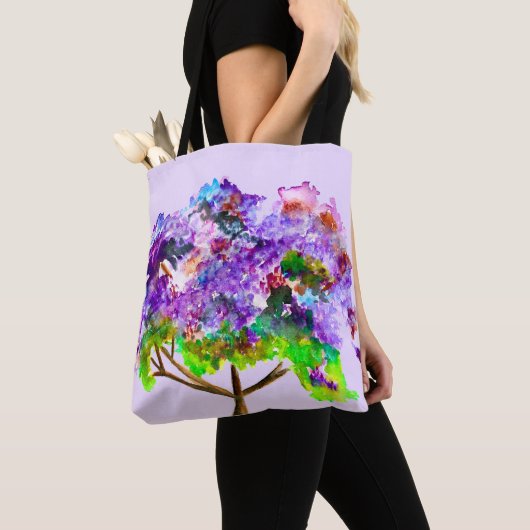 Paars Jacaranda waterverf prima kunst Tote Bag (Dichtbij)
