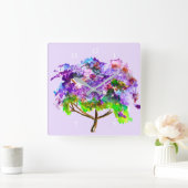 Paars Jacaranda waterverf prima kunst Vierkante Klok (Huis)