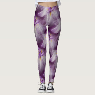 Paars Japans Iris-blokpatroon Leggings