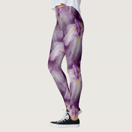 Paars Japans Iris-blokpatroon Leggings (Links)