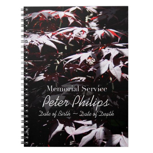 Paars Japans Maple Memorial Service Guest Book Notitieboek (Voorkant)