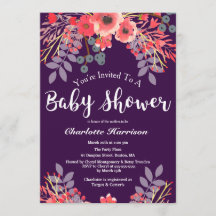 Paars Jewel Tone Waterverf Flowers Baby shower