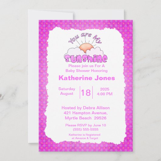 Paars jij bent mijn zonneschijn Baby shower Kaart (Voorkant)