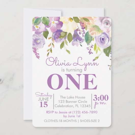 Paars jongetje eerste uitnodiging (Voorkant)