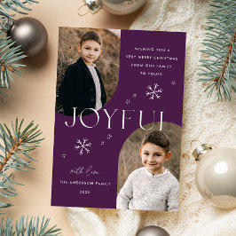 Paars Joyful Snowflake Lijst 2 Foto Feestdagenkaart