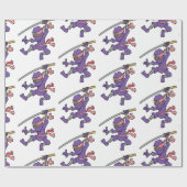 Paars Jumping Ninja Cadeaupapier (Vlak)