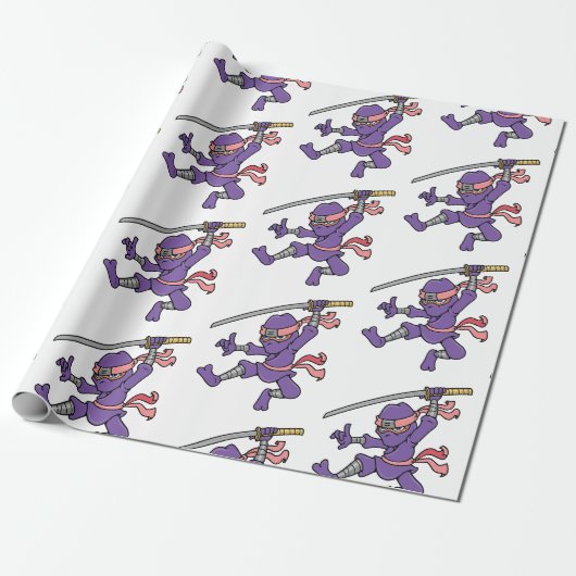 Paars Jumping Ninja Cadeaupapier (Uitgerold)