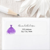 Paars jurk wit elegant retouradres etiket (Insitu)