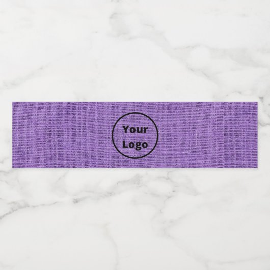 Paars jute custom logo waterfles etiket (Enkel label)