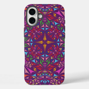Paars Kaleidoscoop Patroon iPhone 16 Plus Hoesje