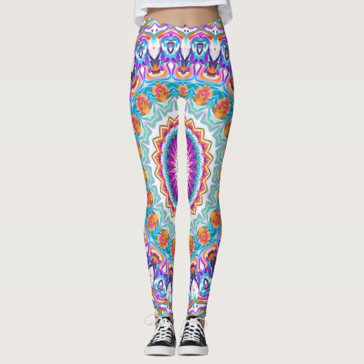 Paars Kaleidoscope Mandala Leggings (Voorkant)