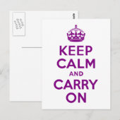 Paars kalm houden en doorgaan briefkaart (Voorkant / Achterkant)