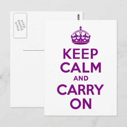 Paars kalm houden en doorgaan briefkaart (Voorkant / Achterkant)