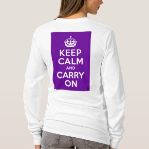 Paars kalm houden en doorgaan t-shirt