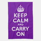 Paars kalm houden en doorgaan theedoek (Verticaal)