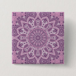 Paars kantpatroon vierkante button 5,1 cm