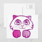 Paars Kat Briefkaart (Voorkant / Achterkant)