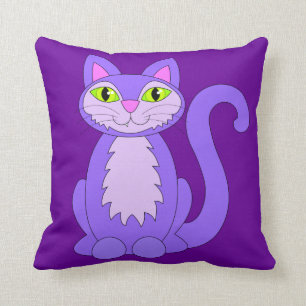 Paars Kat Cute Snaggletooth Kat Pillow Kussen