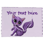 Paars Kat Grote Gift Bag Groot Cadeauzakje (Achterkant)