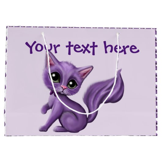 Paars Kat Grote Gift Bag Groot Cadeauzakje (Achterkant)