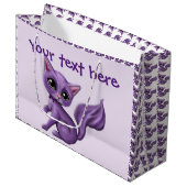 Paars Kat Grote Gift Bag Groot Cadeauzakje (Voorkant Gekanteld)