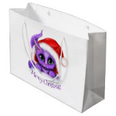 Paars Kat Meowy Kerstmis Groot Cadeauzakje (Achterkant Gekanteld)