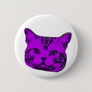 paars kat ronde button 5,7 cm