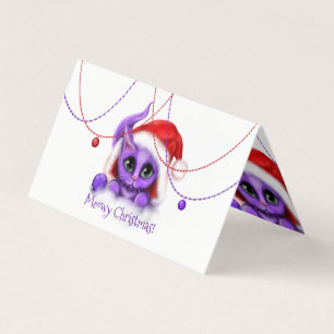 Paars Kat Santa Meowy Kerstmis Kaart