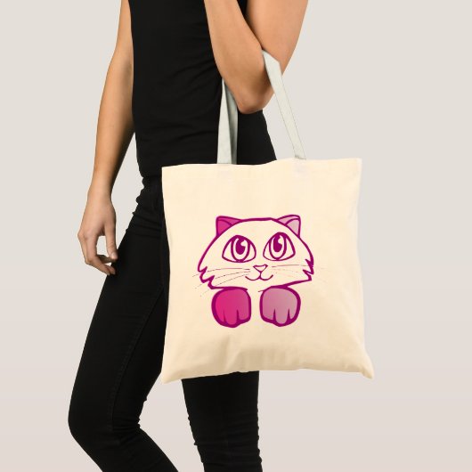 Paars Kat Tote Bag (Voorkant (product))