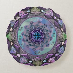 Paars Keltisch Mystical Mandala Round Sierkussen Rond Kussen