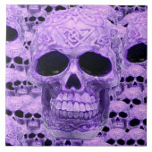 Paars Keltische schedelcollage Tegeltje (Voorkant)