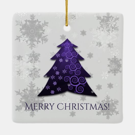 Paars kerstboomkeramisch Ornament (Achterkant)