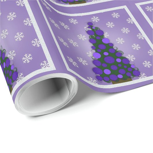 Paars kerstboompapier Cadeaupapier (Rol Hoek)