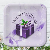Paars kerstcadeaupapier Bord