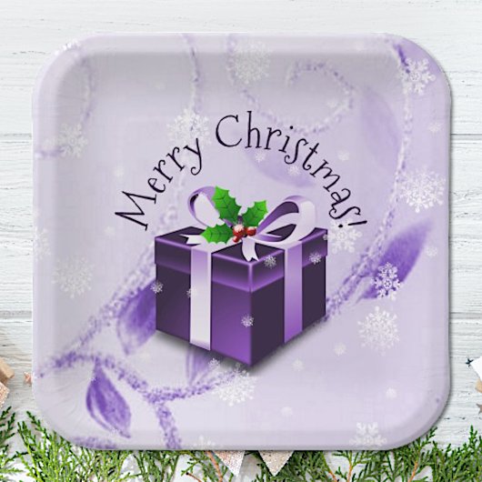 Paars kerstcadeaupapier Bord