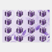 Paars kerstcadeaupapier inpakpapier vel (Voorkant 3)