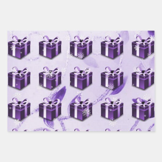 Paars kerstcadeaupapier inpakpapier vel (Voorkant 2)