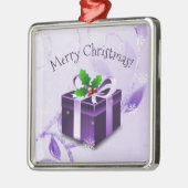 Paars kerstcadeautje keramisch Ornament (Links)