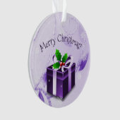 Paars kerstcadeautje Ornament (voorkant)